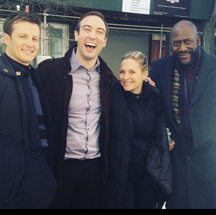 Tomike Ogugua behind the scenes of Blue Bloods